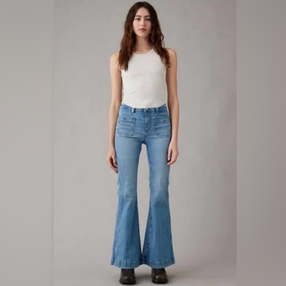 American Eagle Outfitters  Blue Festival Flare Jeans.